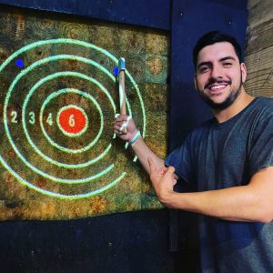 projected target for axe throwing and special events near Wimberly, TX
